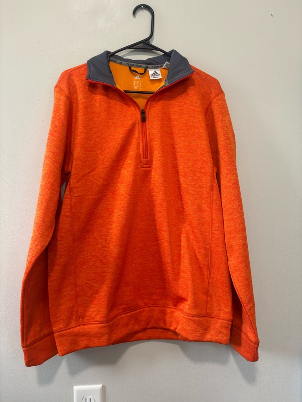 adidas Orange and Gray Quarter-Zip Climawarm Pullover